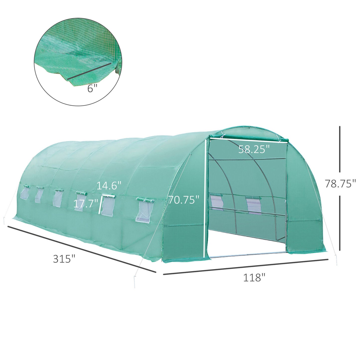 Greenhouse 26'x10'x7' Large Size Walk In Hot Green House