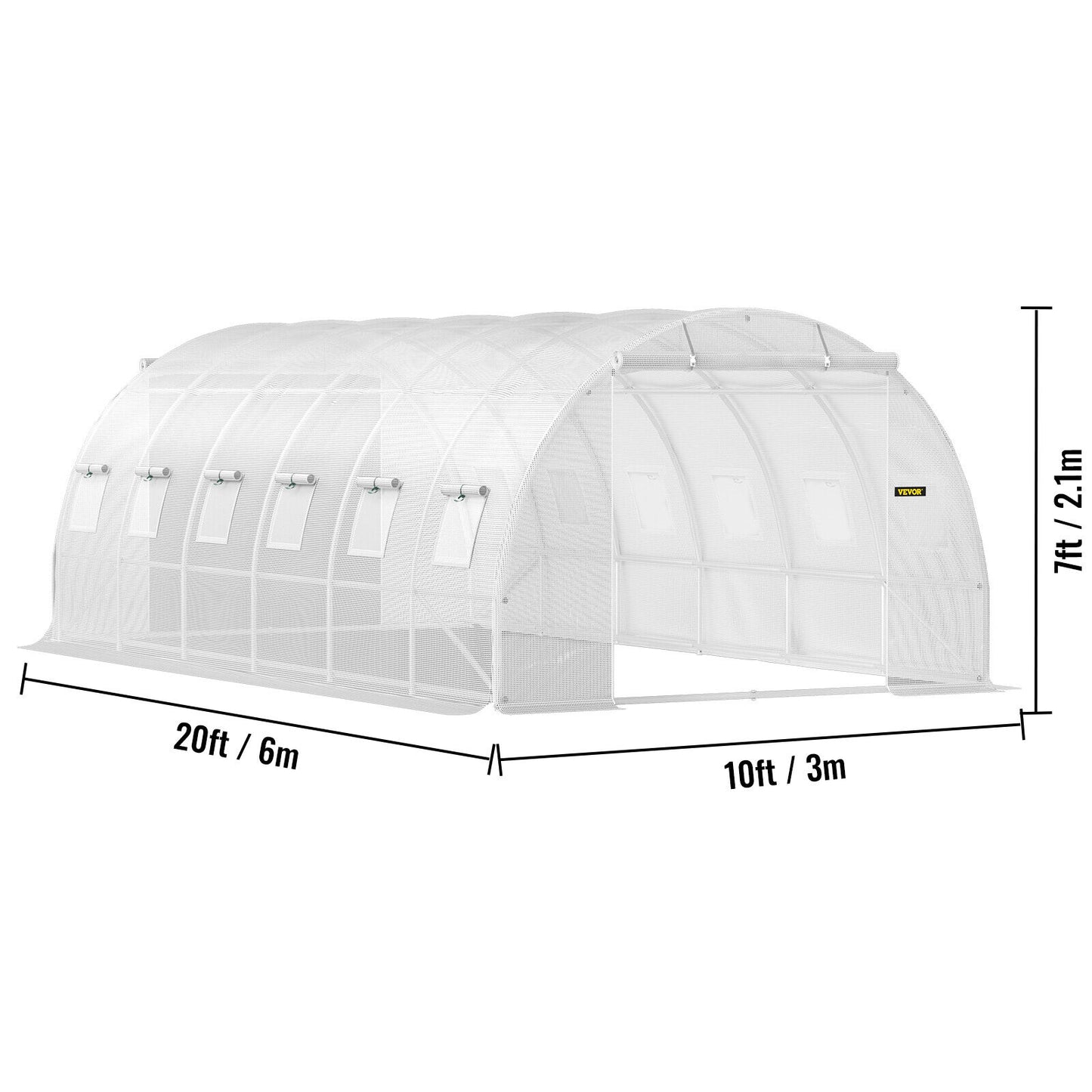 Walk-in Greenhouse 20'x10'x7' Hot Planter House Galvanized Frame