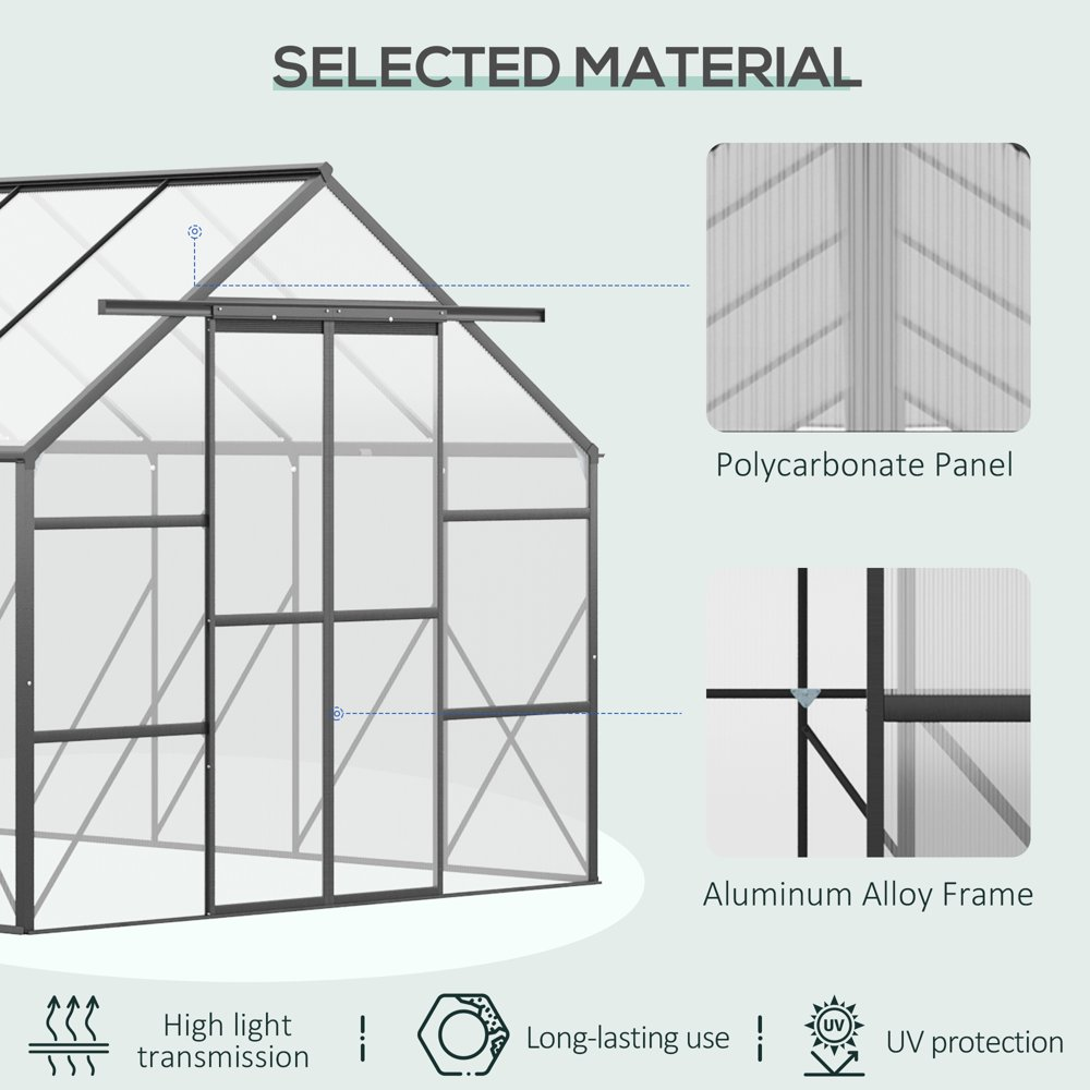 Walk-In Garden Greenhouse Kit with Vent, Rain Gutter and Door 8 FT X 20 FT X 7 FT