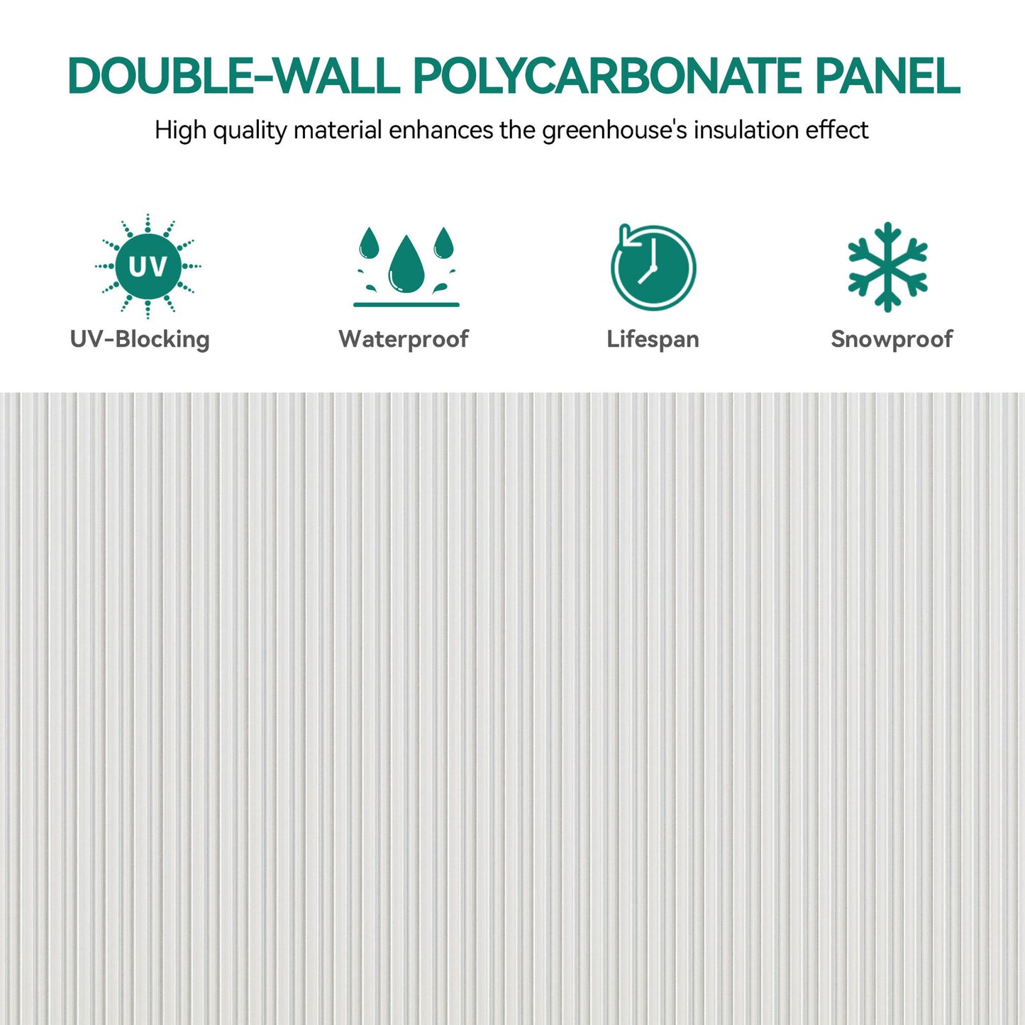 8x10FT Polycarbonate Walk-in  Heavy Duty Greenhouse w/Sliding Doors