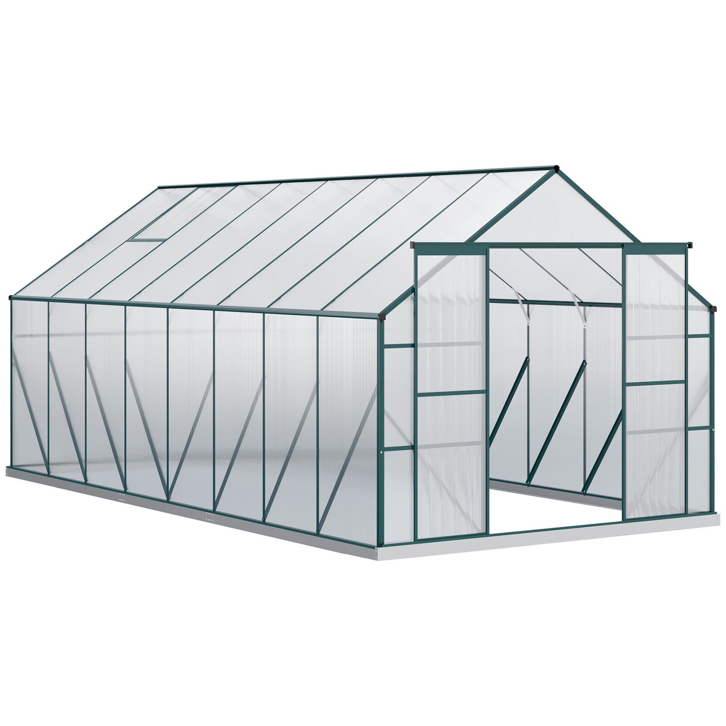 16' x 8' Polycarbonate Walk-in Garden Greenhouse Kit w/ Sliding Door, Clear