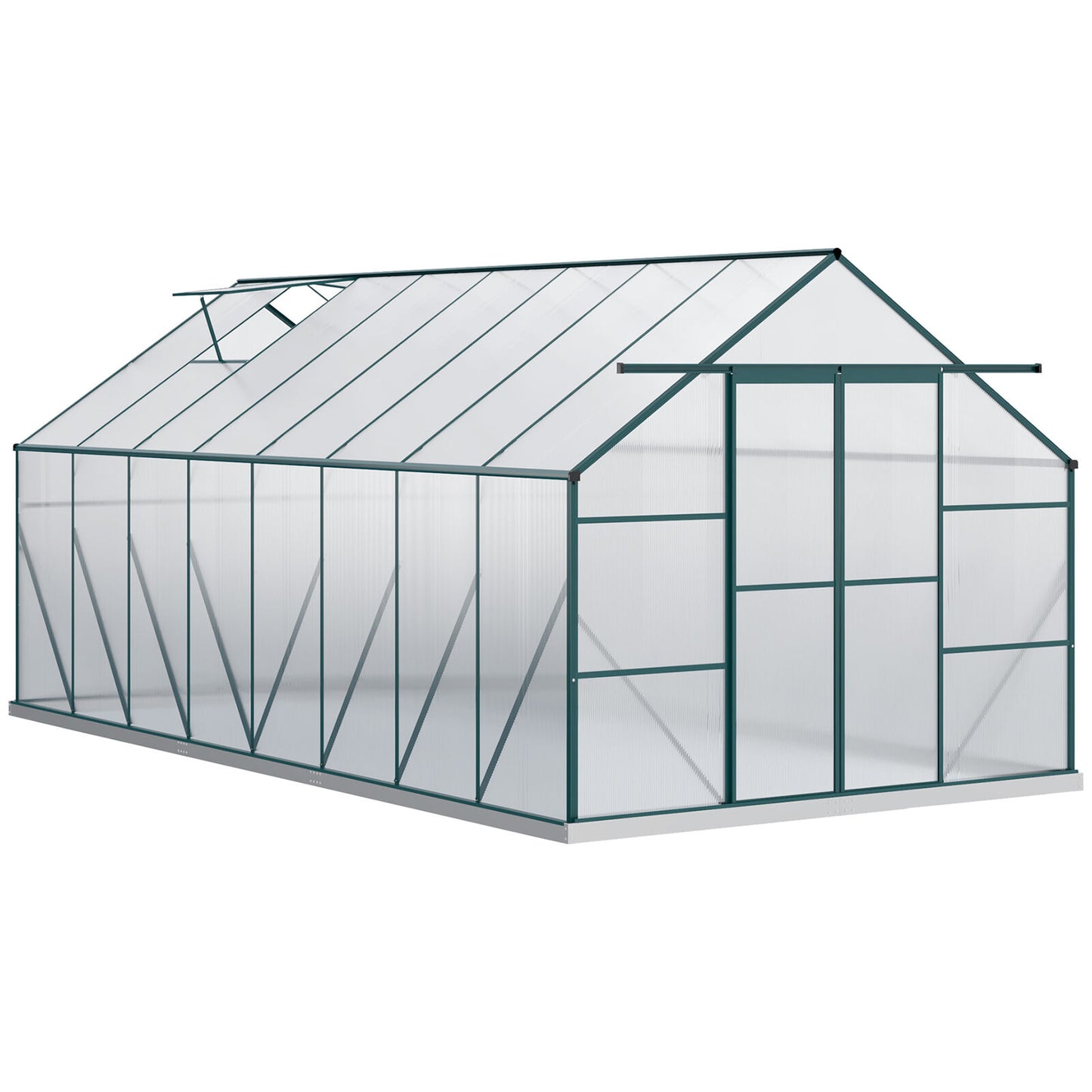 16' x 8' Polycarbonate Walk-in Garden Greenhouse Kit w/ Sliding Door, Clear