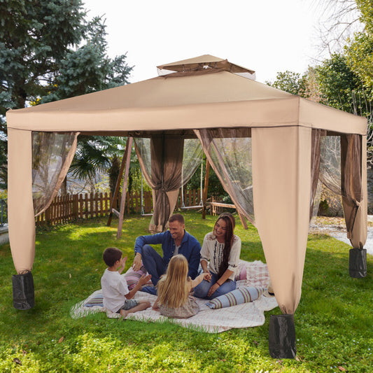 10x10ft Outdoor Canopy Gazebo Starter Kit w/ Mosquito Netting