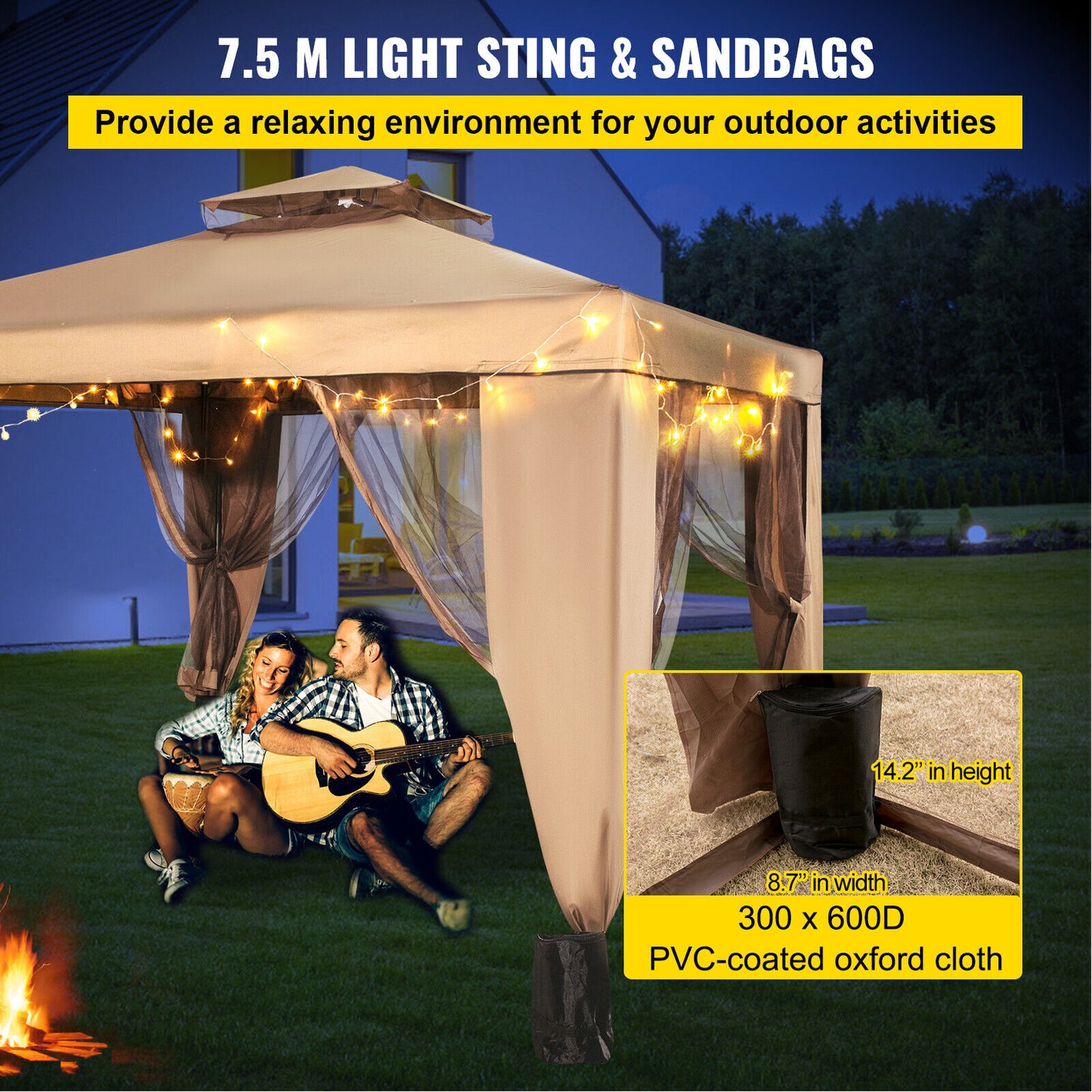 10x10ft Outdoor Canopy Gazebo Starter Kit w/ Mosquito Netting