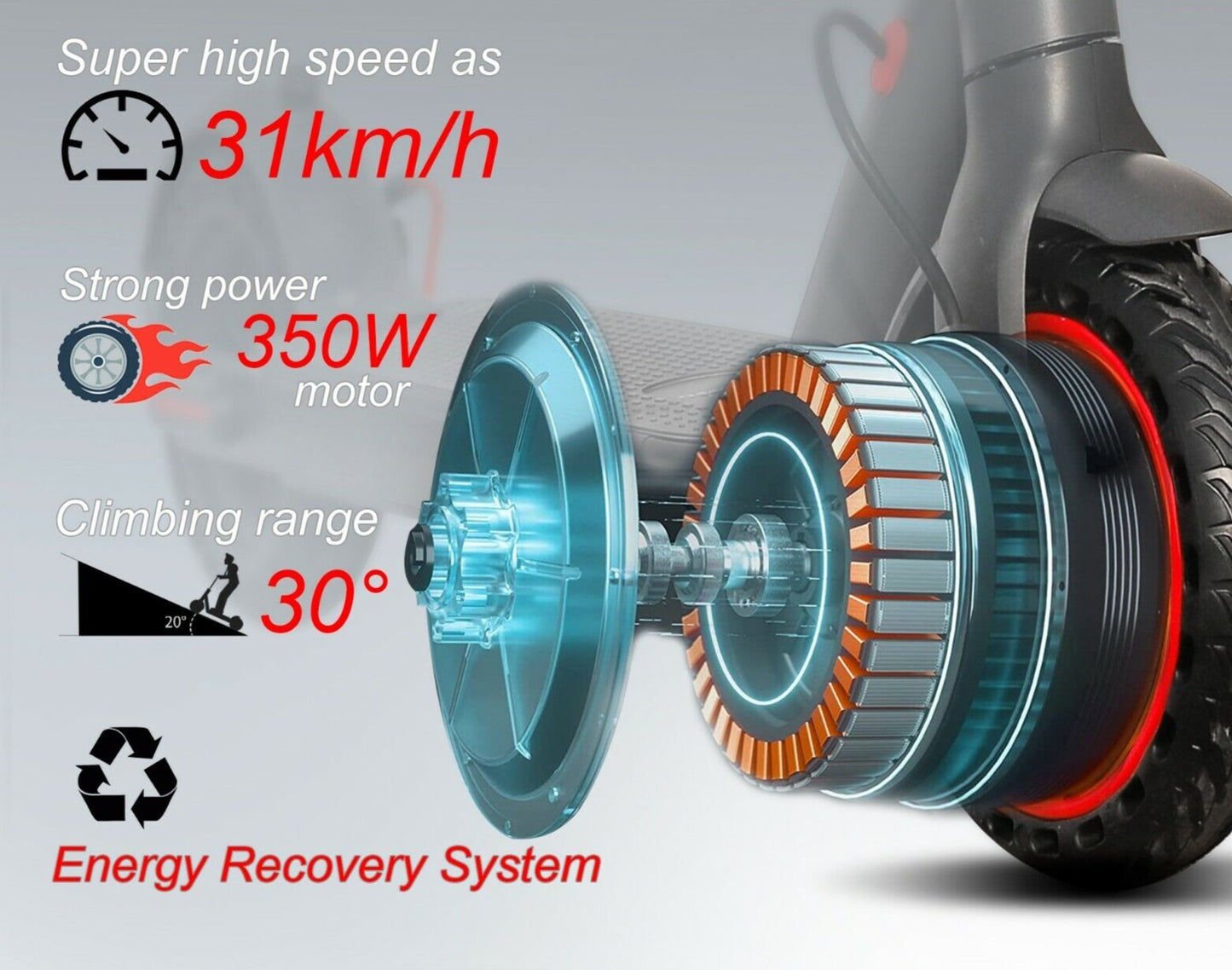 ADULT ELECTRIC SCOOTER 350W Motor LONG RANGE 30KM HIGH SPEED 31KM/H NEW